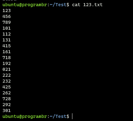 cat 123.txt command in Linux