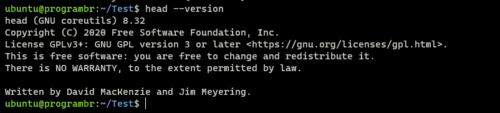 head --version command in Linux