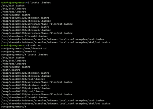 locate command using with root user