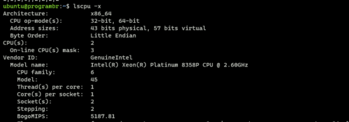 lscpu -x command in linux