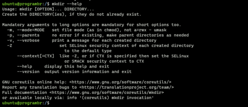 mkdir --help