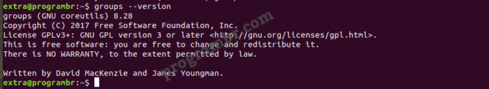 groups -version command in linux