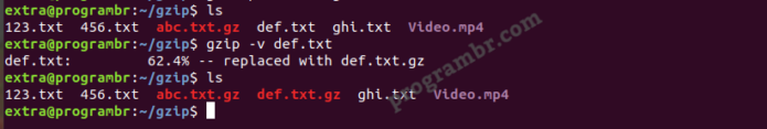 gzip -v filename-1