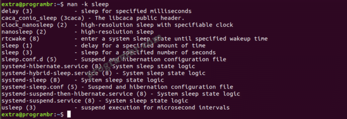 man -k sleep command in linux