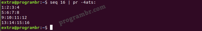 seq16 pr4ats command in linux