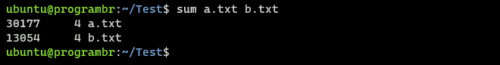 sum file1 file2 command in Linux