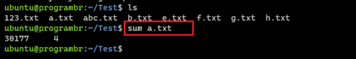 sum filename command in Linux