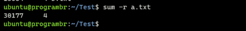 sum -r filename command in Linux