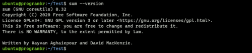 sum --version command in Linux